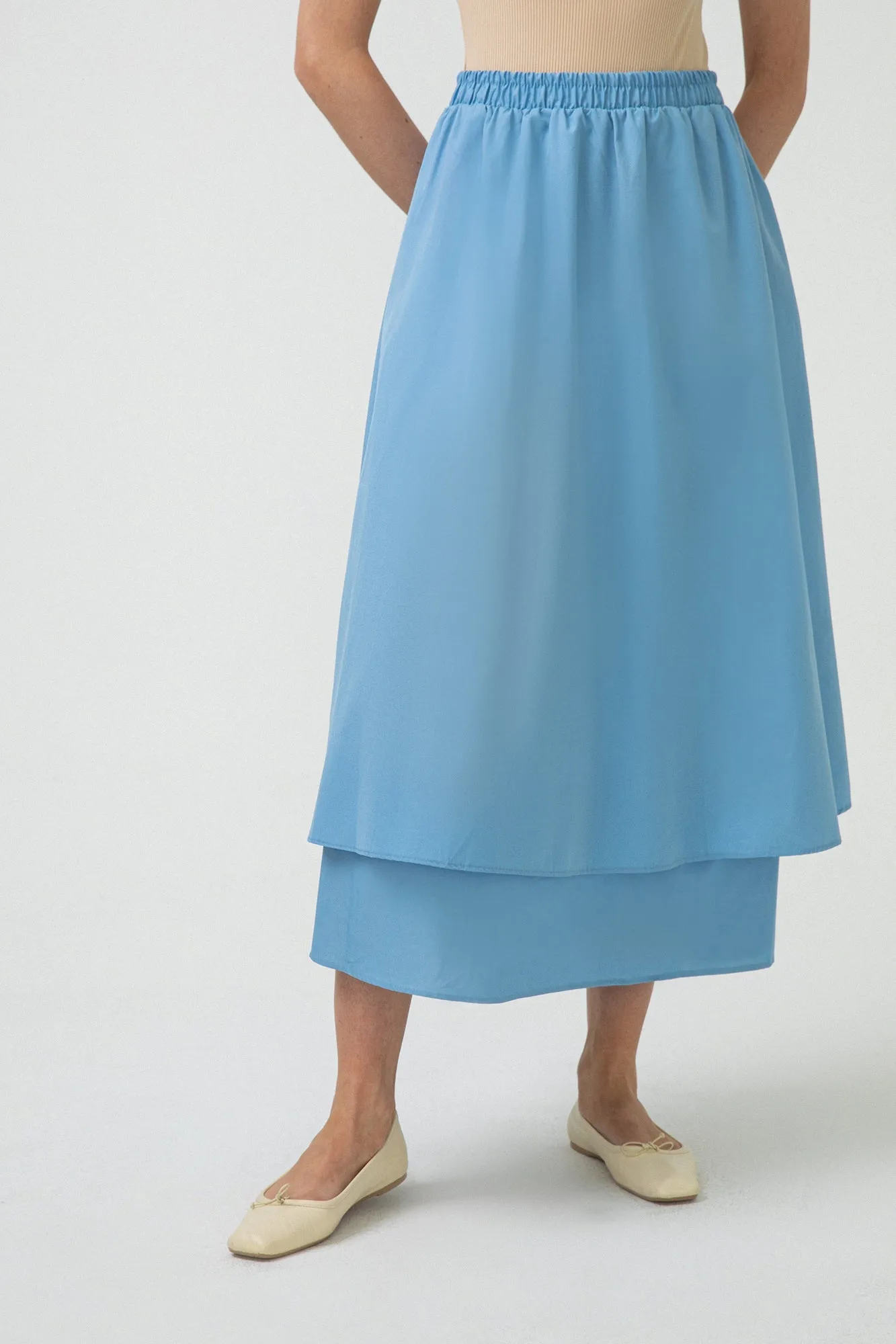 COTTON SKIRT WITH DOUBLE LAYER