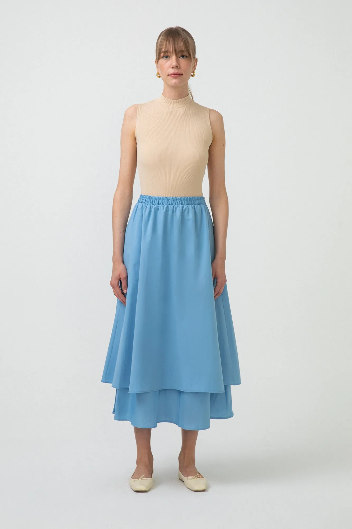 COTTON SKIRT WITH DOUBLE LAYER