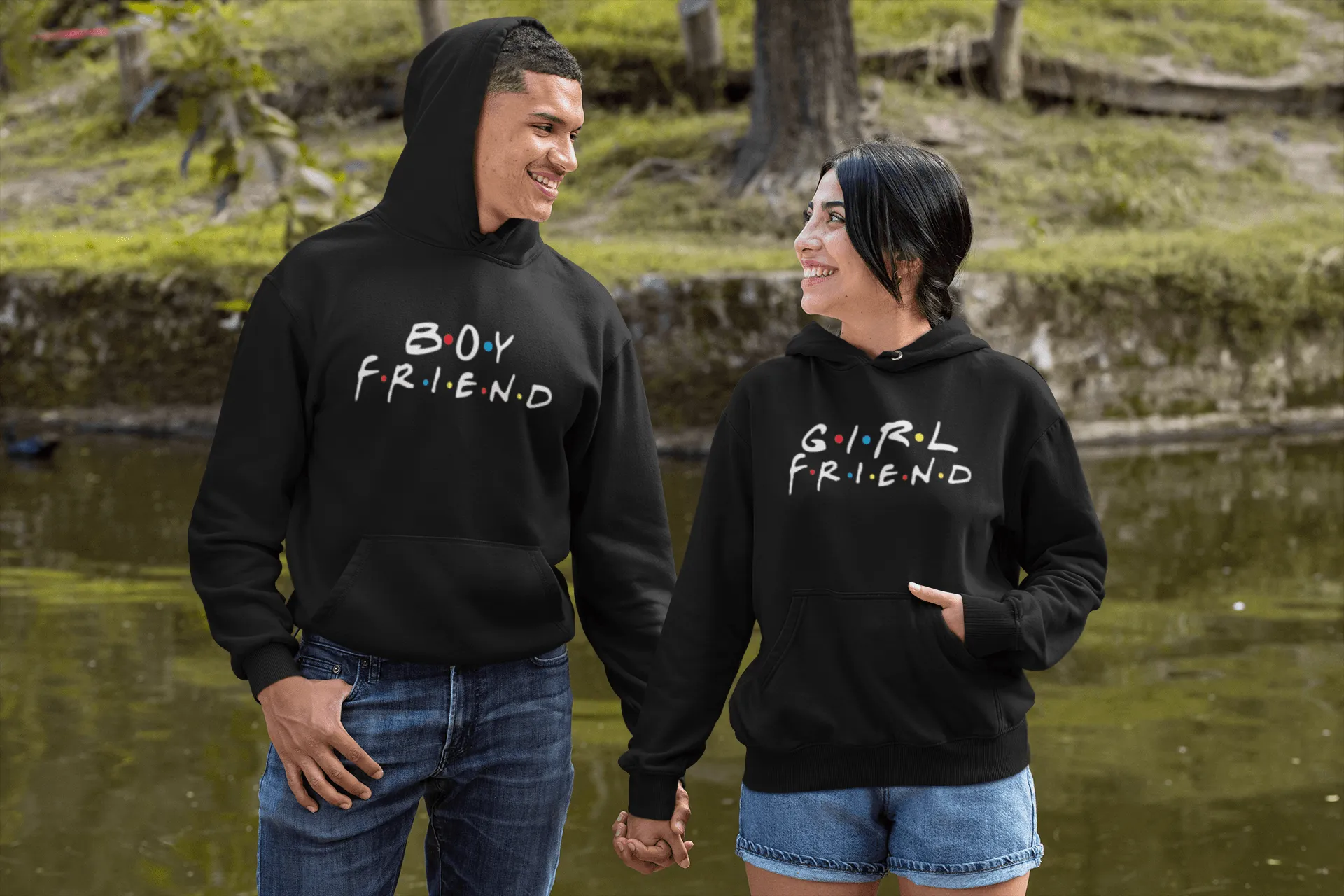 Couples Hoodie Set Friends Style Boyfriend/Girlfriend Ultra Soft Cotton Blend Unisex Pullovers