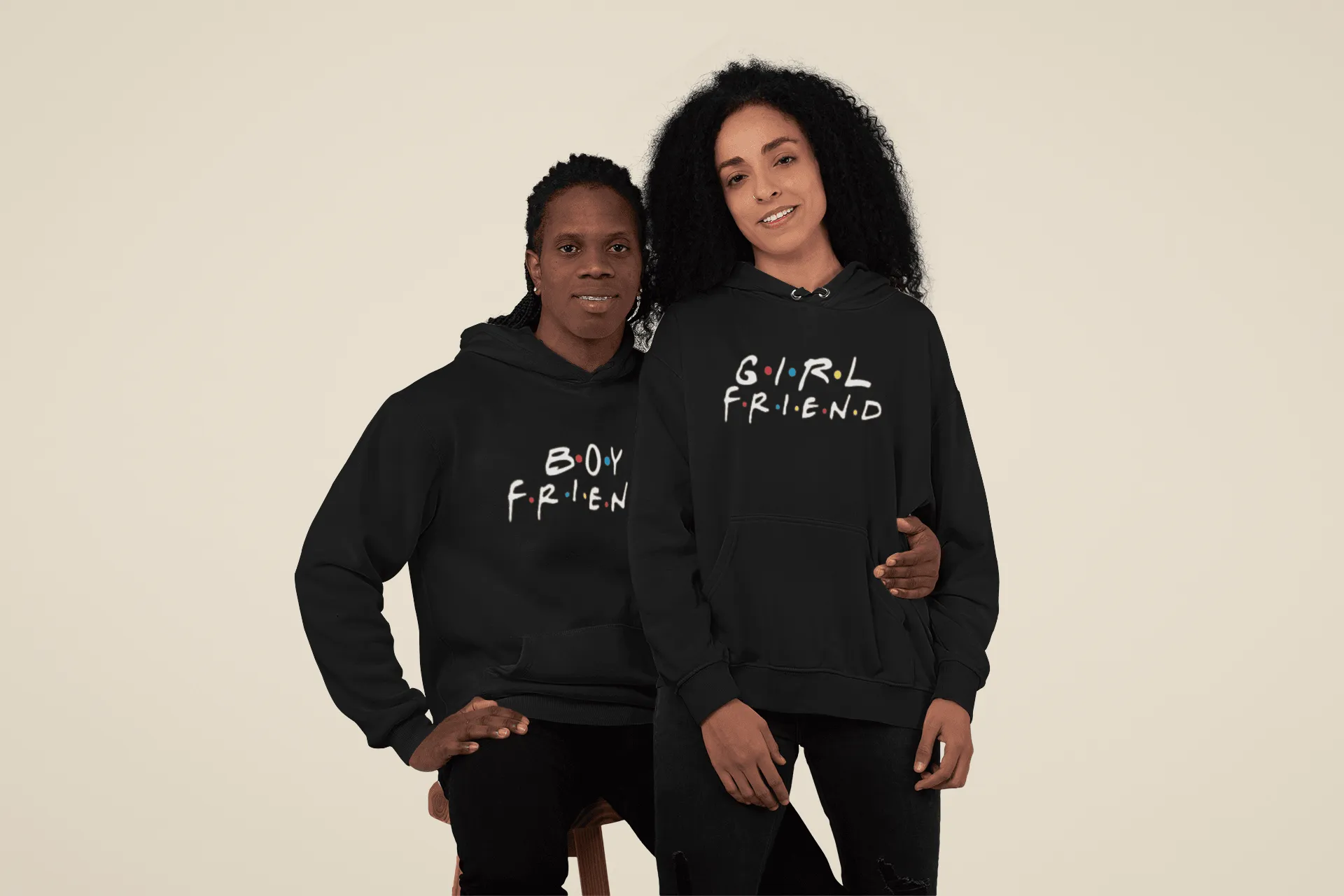 Couples Hoodie Set Friends Style Boyfriend/Girlfriend Ultra Soft Cotton Blend Unisex Pullovers