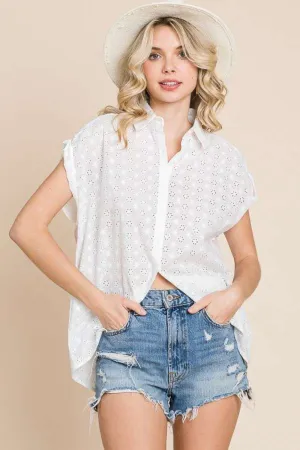 Culture Code Eyelet Crisscross Back Button Up Shirt