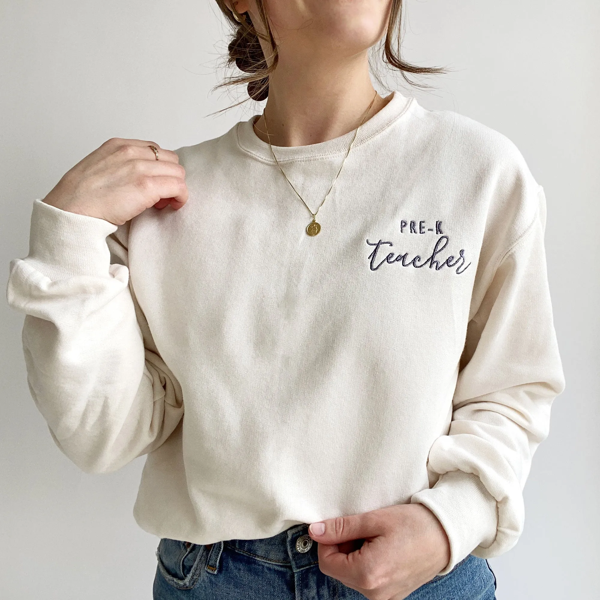 Custom Teacher Grade Level Gemma Crewneck Sweatshirt