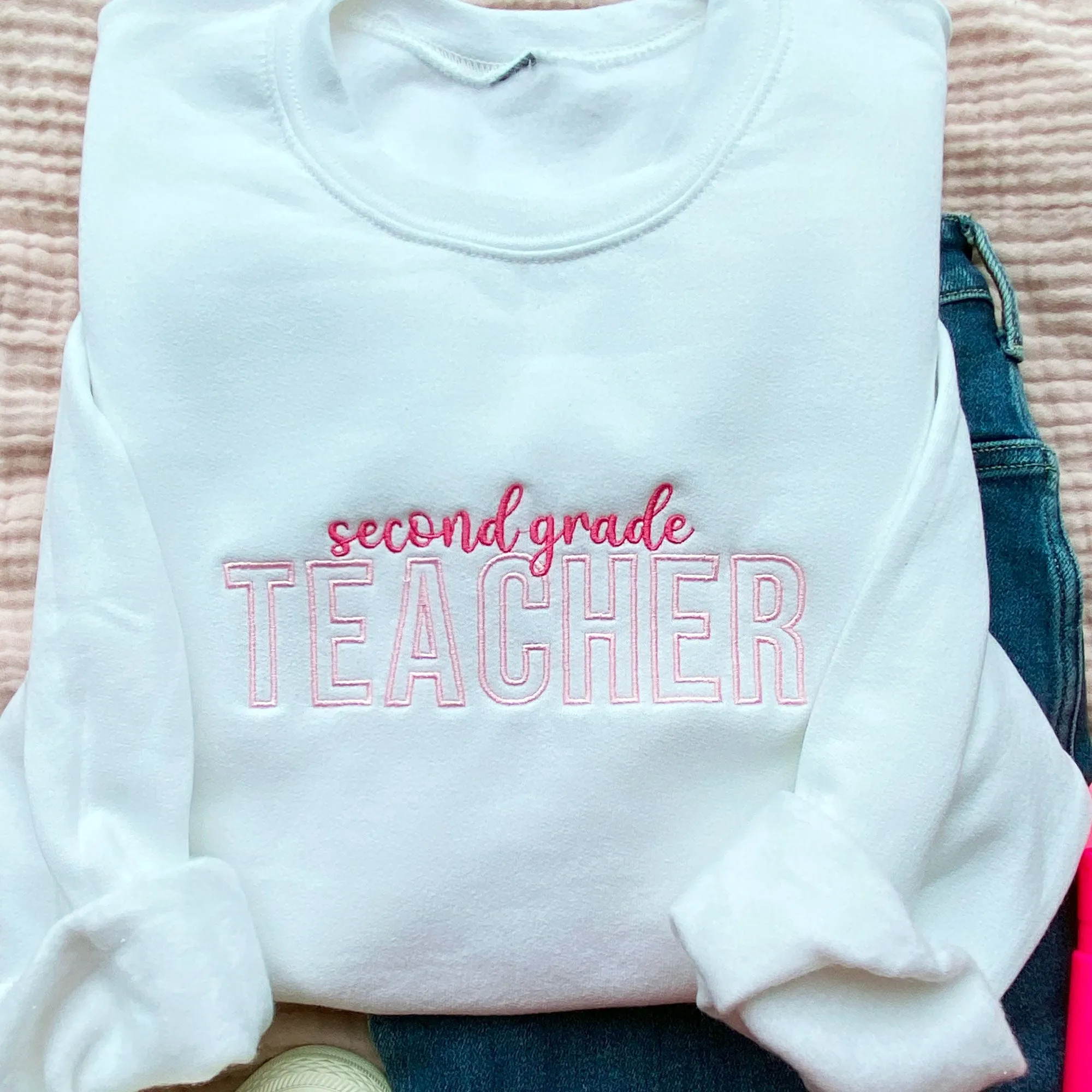 Custom Teacher Specialty Gemma Embroidered Crewneck