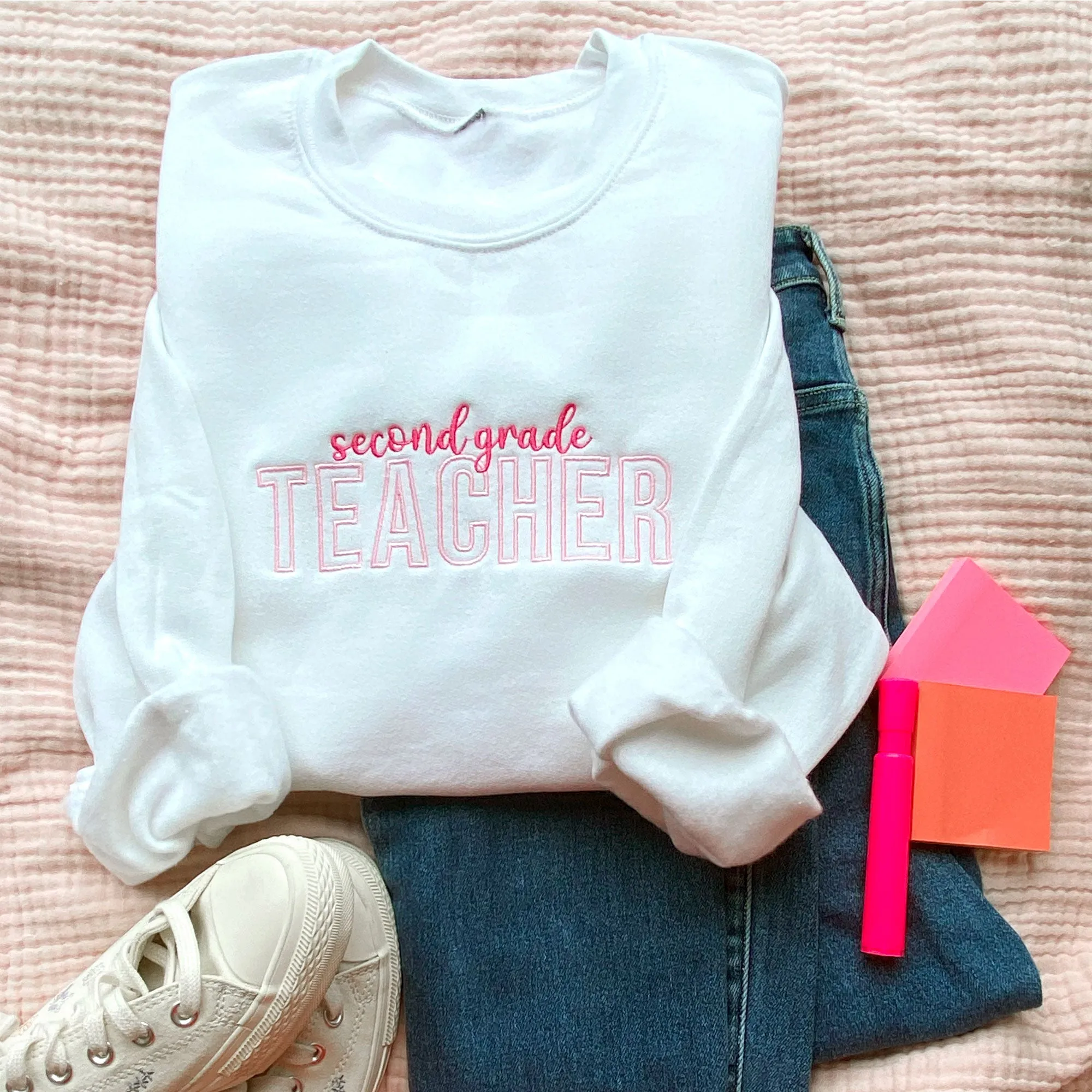 Custom Teacher Specialty Gemma Embroidered Crewneck