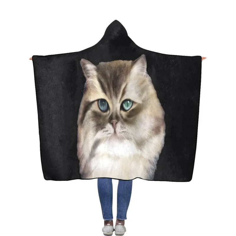 Cute Cat Hoodie Blanket