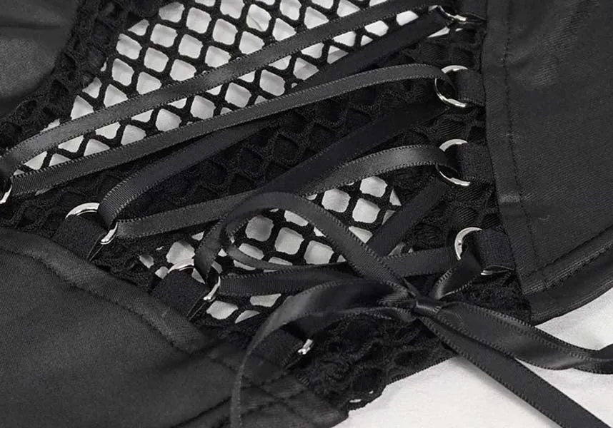 Cyber Goth Net | LACE UP TOP