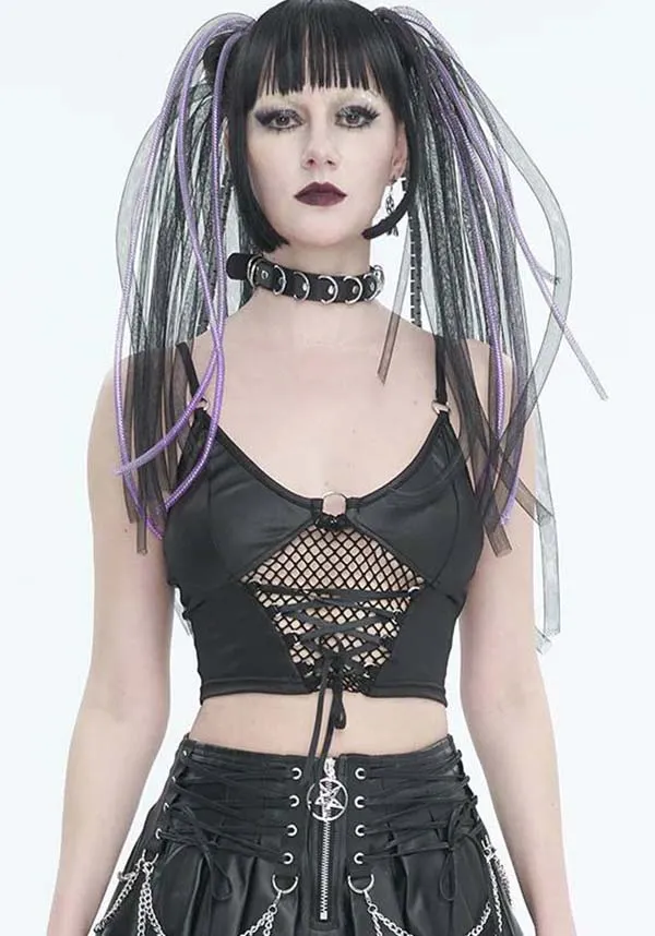 Cyber Goth Net | LACE UP TOP