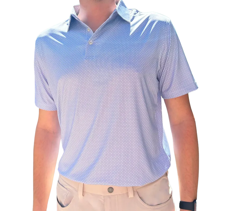 Danini Men's S/S Polo - Light Blue Print