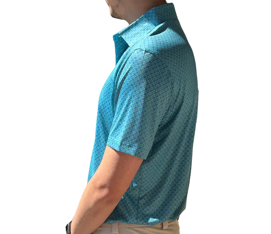 Danini Men's S/S Polo - Turquoise Print