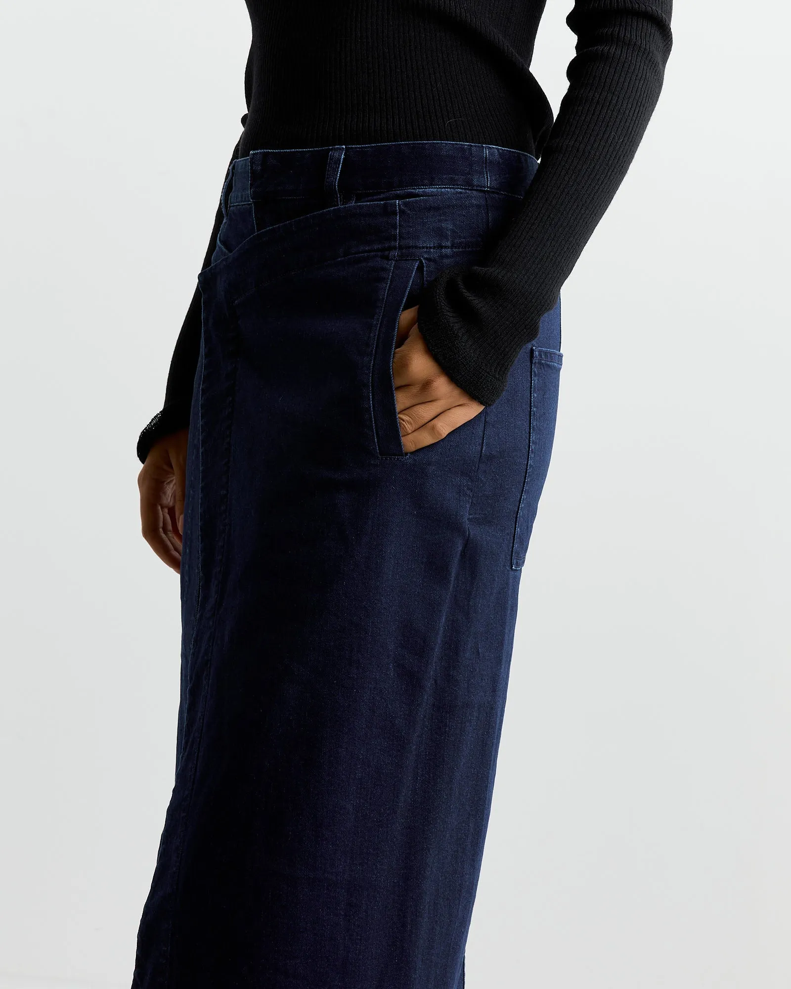 Denim Wrap Skirt in Classic Indigo