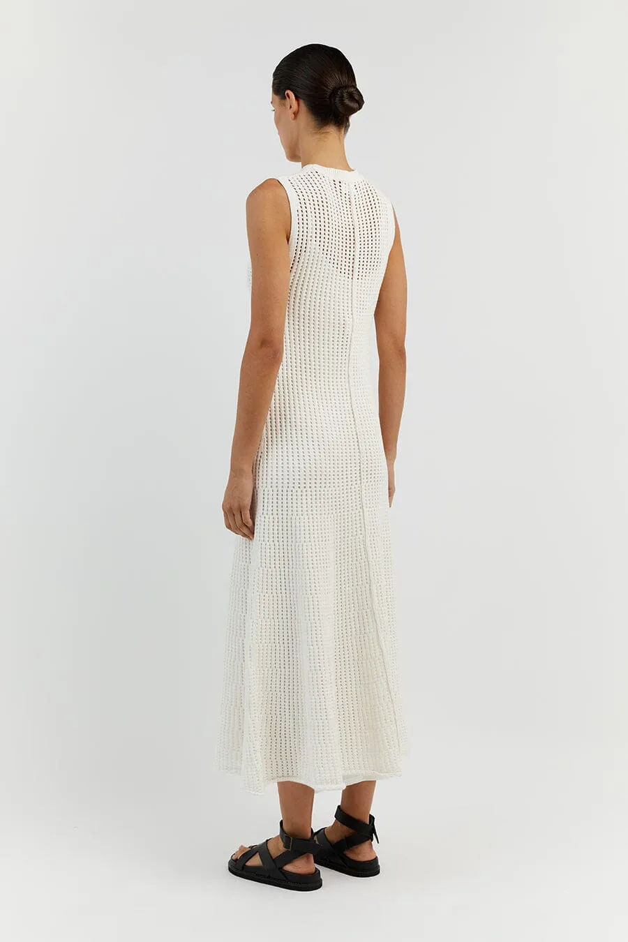 DENNY OFF WHITE SLEEVELESS MAXI DRESS