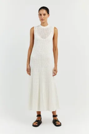 DENNY OFF WHITE SLEEVELESS MAXI DRESS