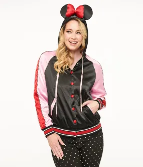 Disney Mickey & Friends Collection by Unique Vintage Minnie Mouse Hooded Satin Bomber Jacket