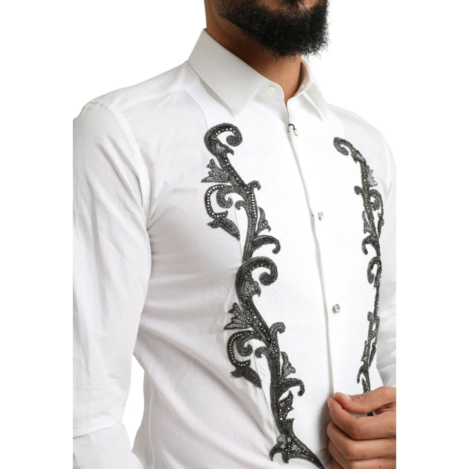 Dolce & Gabbana Italian Designer Slim Fit Tuxedo Shirt