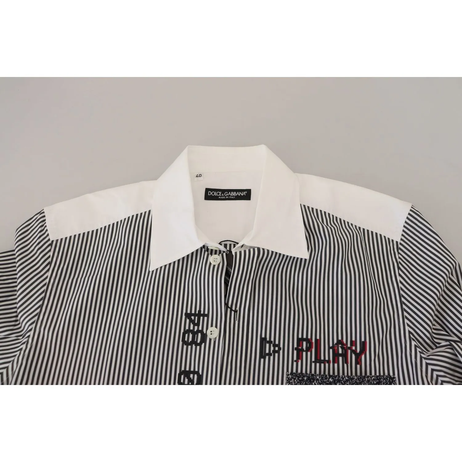 Dolce & Gabbana Slim Fit Striped Casual Shirt with Channel Motive