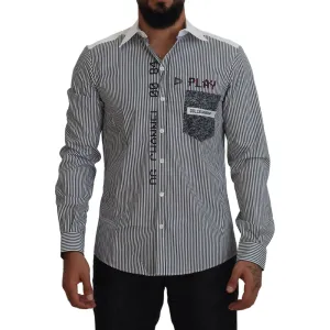 Dolce & Gabbana Slim Fit Striped Casual Shirt with Channel Motive