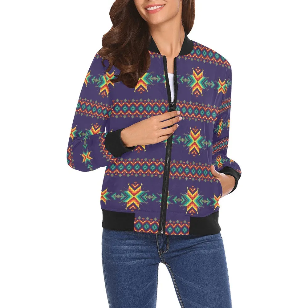 Dreams of Ancestors Indigo Bomber Jacket for Women