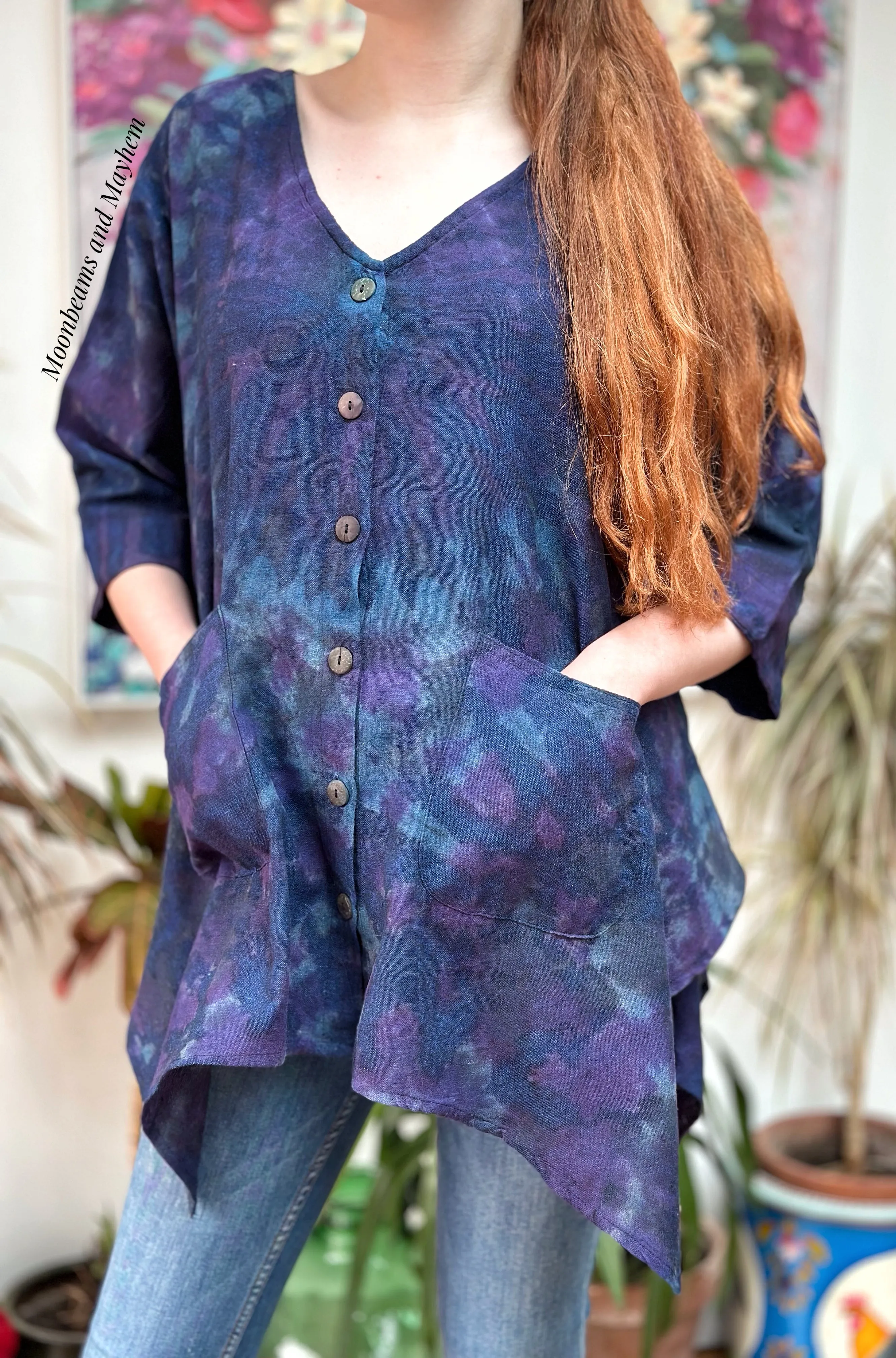 DREAMY INDIGO COTTON BIRDIE SHIRT  M / L / XL