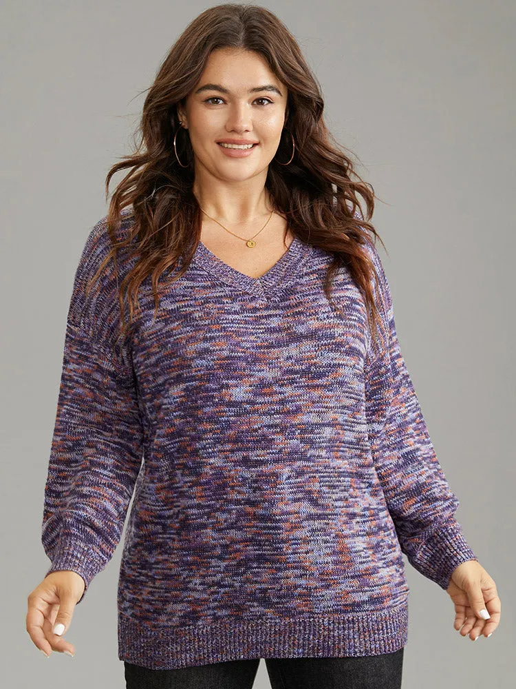 Drop Shoulder Ombre Heather Pullover