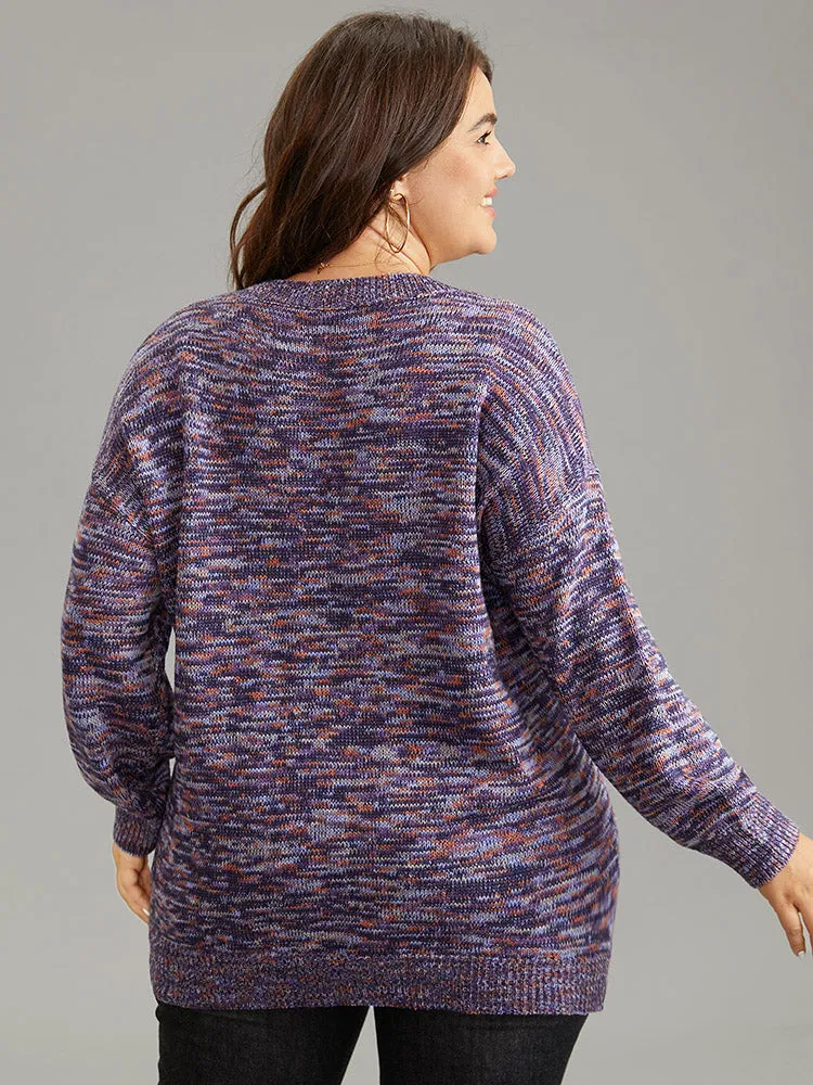 Drop Shoulder Ombre Heather Pullover