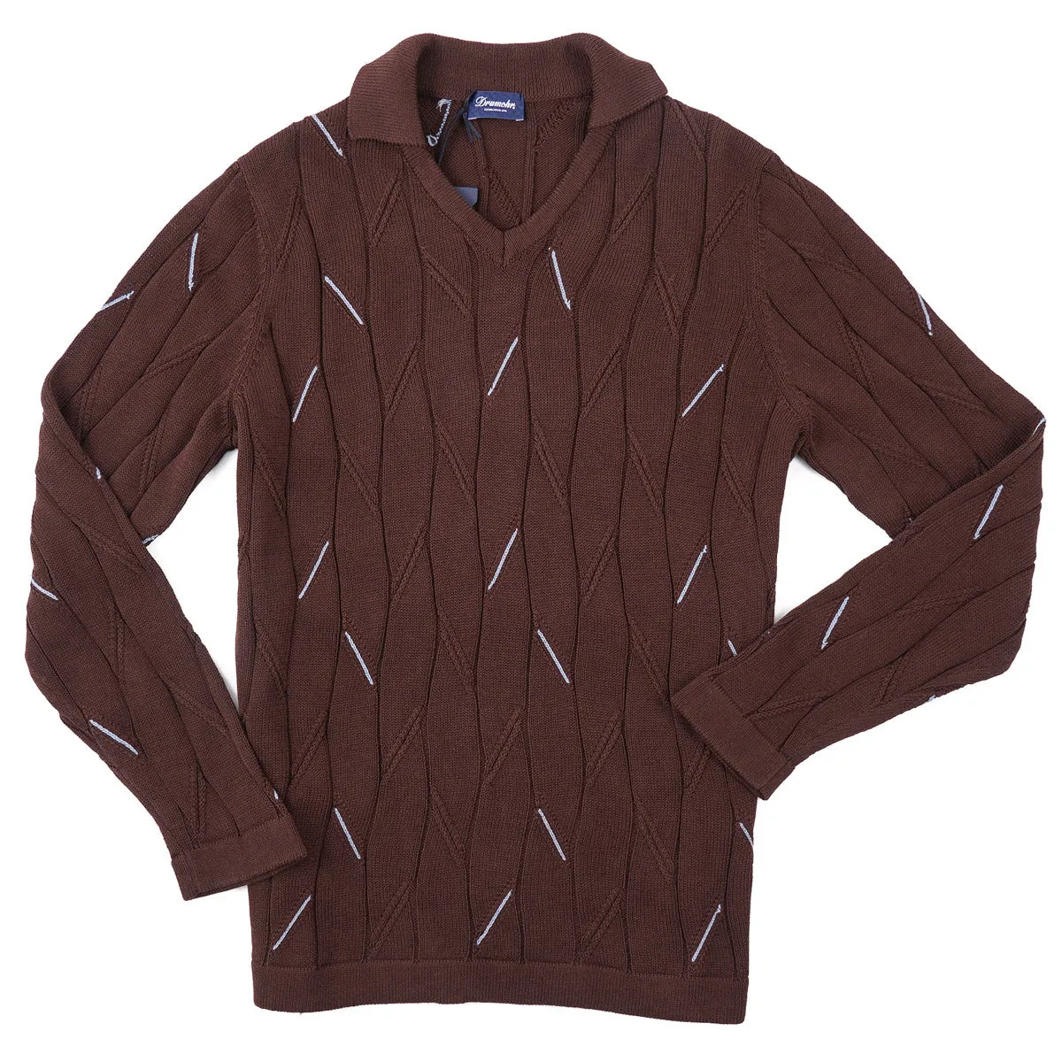 Drumohr Cotton Sweater with Polo Collar