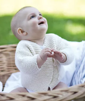 Easy Peasy Baby Jacket Using Blue Sky Organic Cotton Worsted