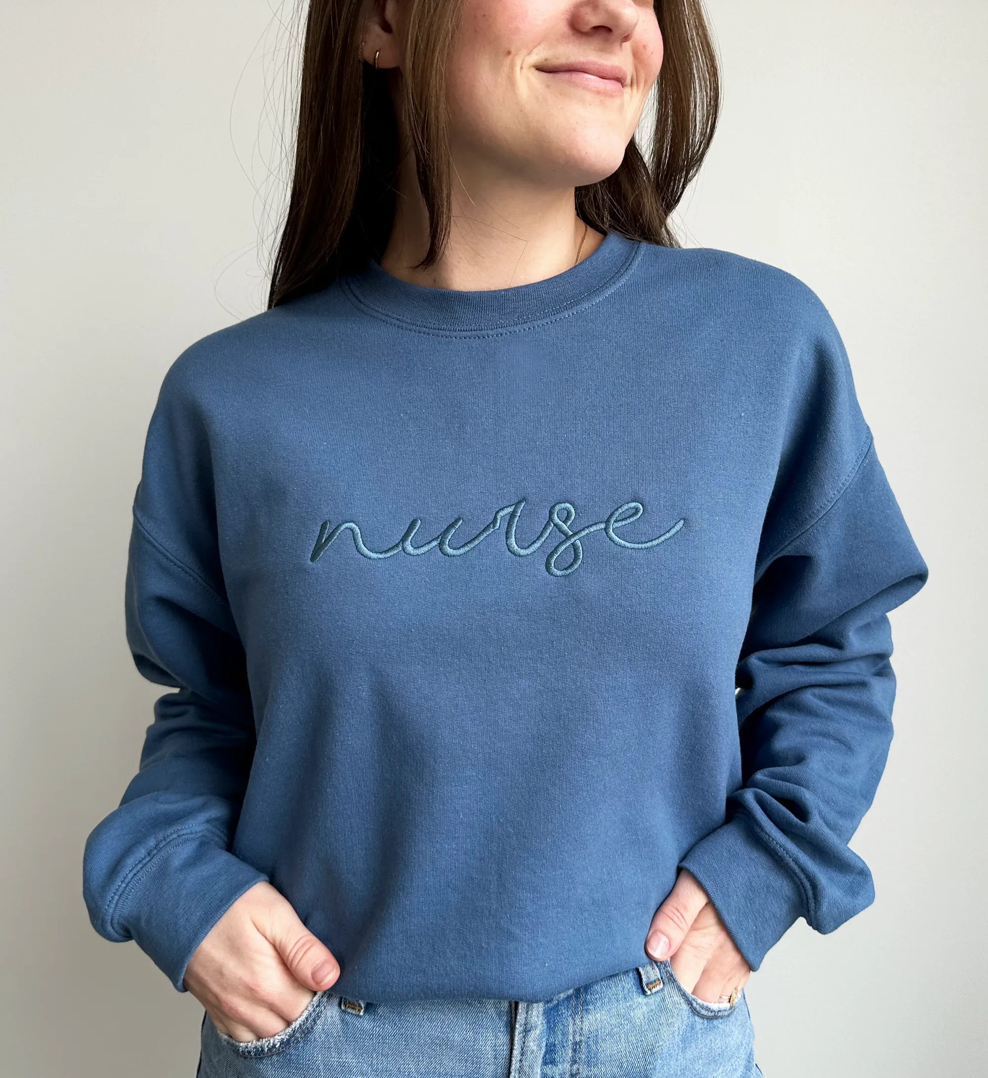 Embroidered Nurse Pullover Sweatshirt