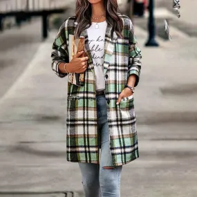 Fashionable Single-breasted Lapel Woolen Coat for Autumn and Winter