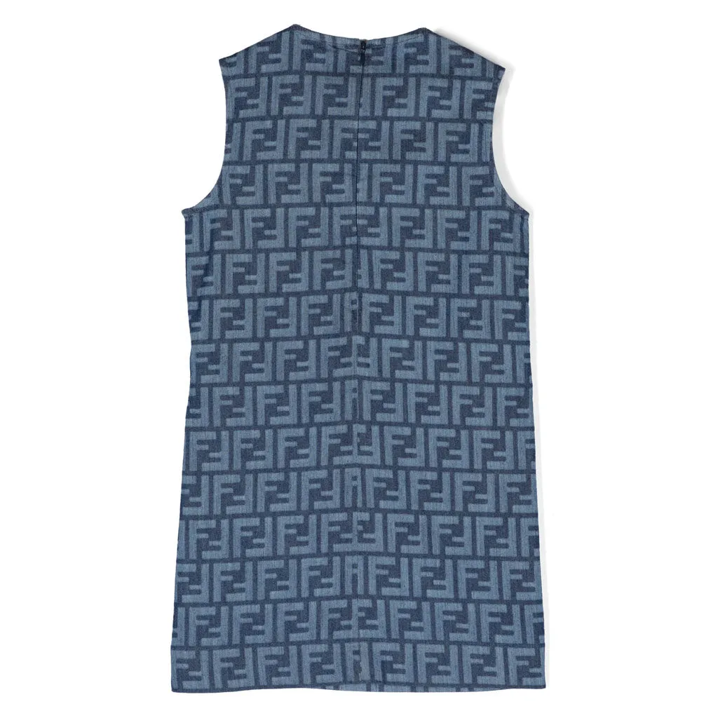 Fendi Kids Layered Monogram Denim Dress