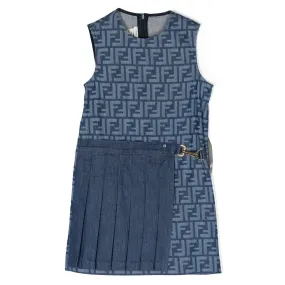 Fendi Kids Layered Monogram Denim Dress