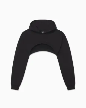 Fleece Super Cropped Hoodie | Black