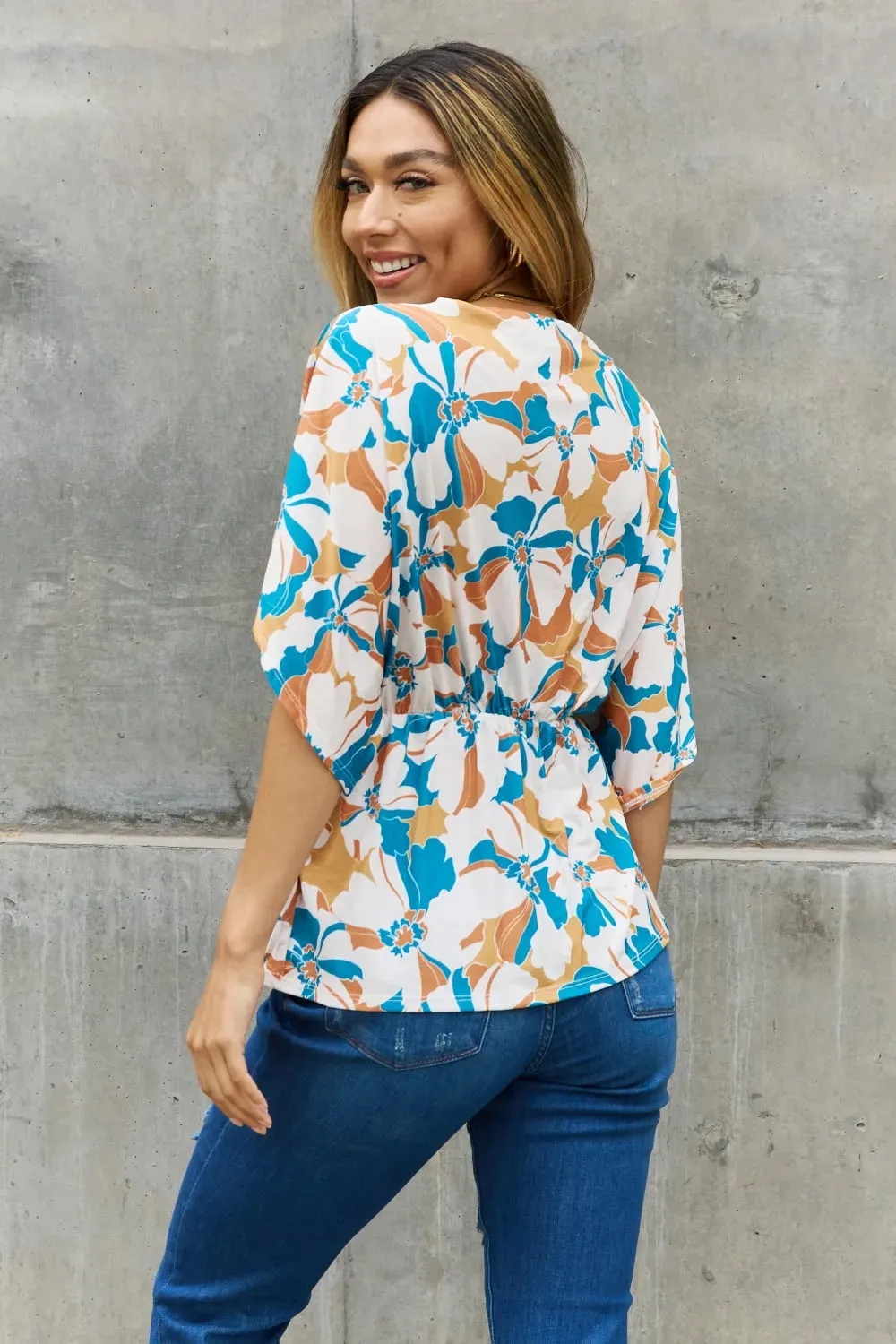 Floral Print Wrap Tunic Top