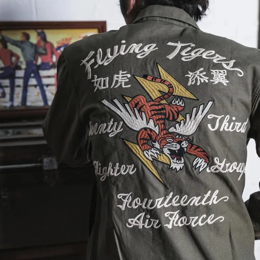 Flying Tigers Tour Jacket Men Embroidered Sukajan Style Souvenir Coat