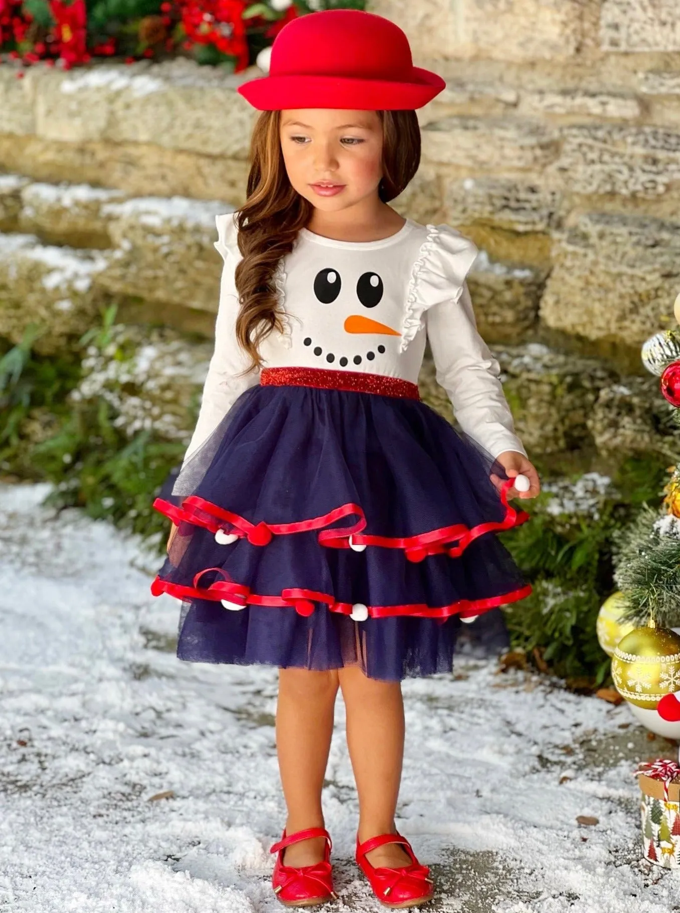 Frosty Fashion Snowman Ruffle Tutu Dress