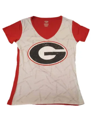 Georgia Bulldogs Concepts Sport WOMENS Soft Burnout SS V-Neck T-Shirt (M)