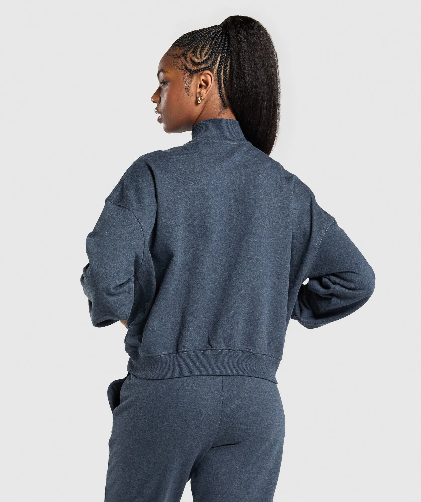 Gymshark Rest Day Sweats 1/2 Zip Pullover - Bros Indigo Blue Marl