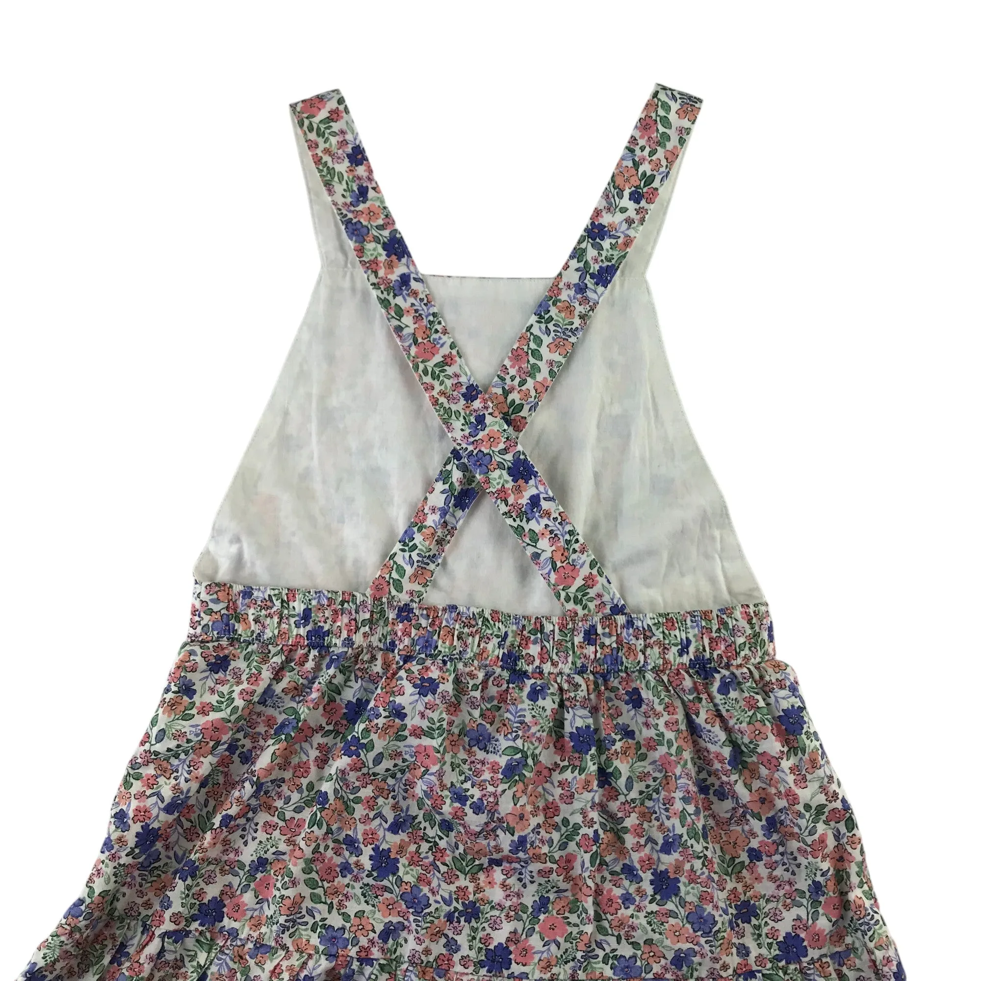 H&M dress 8-9 years blue and pink floral pinafore style flared summery cotton