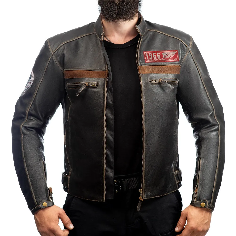 HERITAGE RETRO MOTORCYCLE LEATHER JACKET