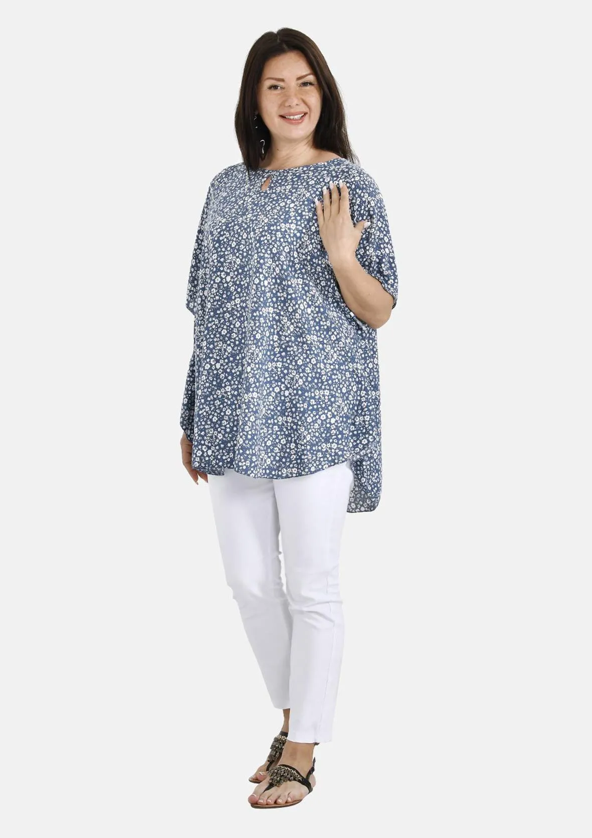 High-Low Hem Printed Top