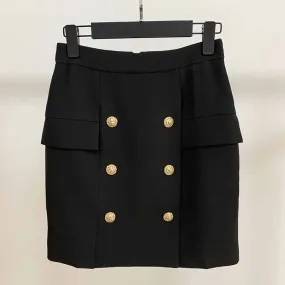 Hight Waisted Formal Skirt Gold-tone Mini Skirt for Ladies