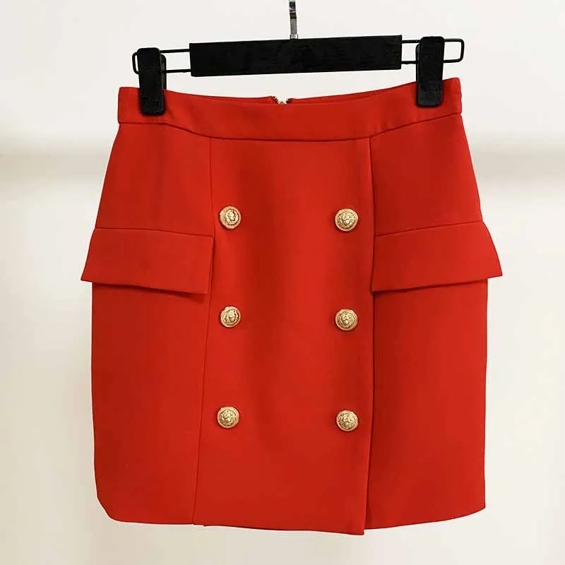 Hight Waisted Formal Skirt Gold-tone Mini Skirt for Ladies