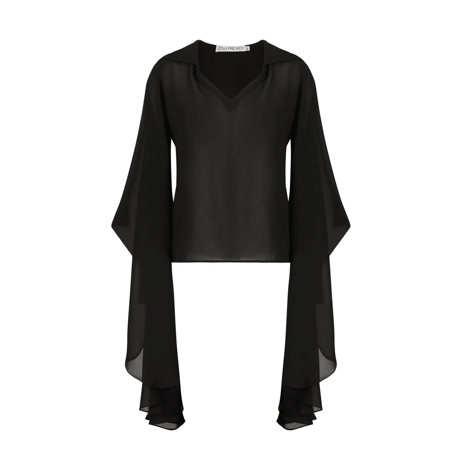 Hooded chiffon top- Black