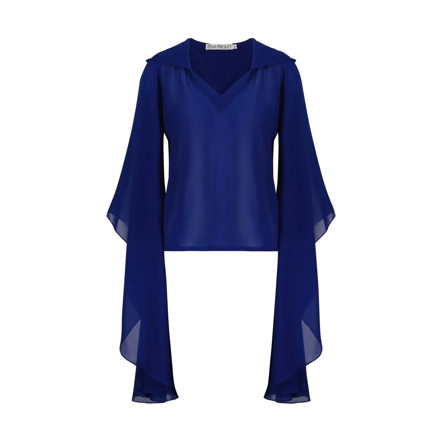 Hooded chiffon top- Blue