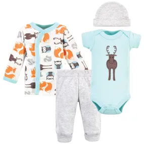 Hudson Baby Preemie Layette Set 4-Piece, Moose