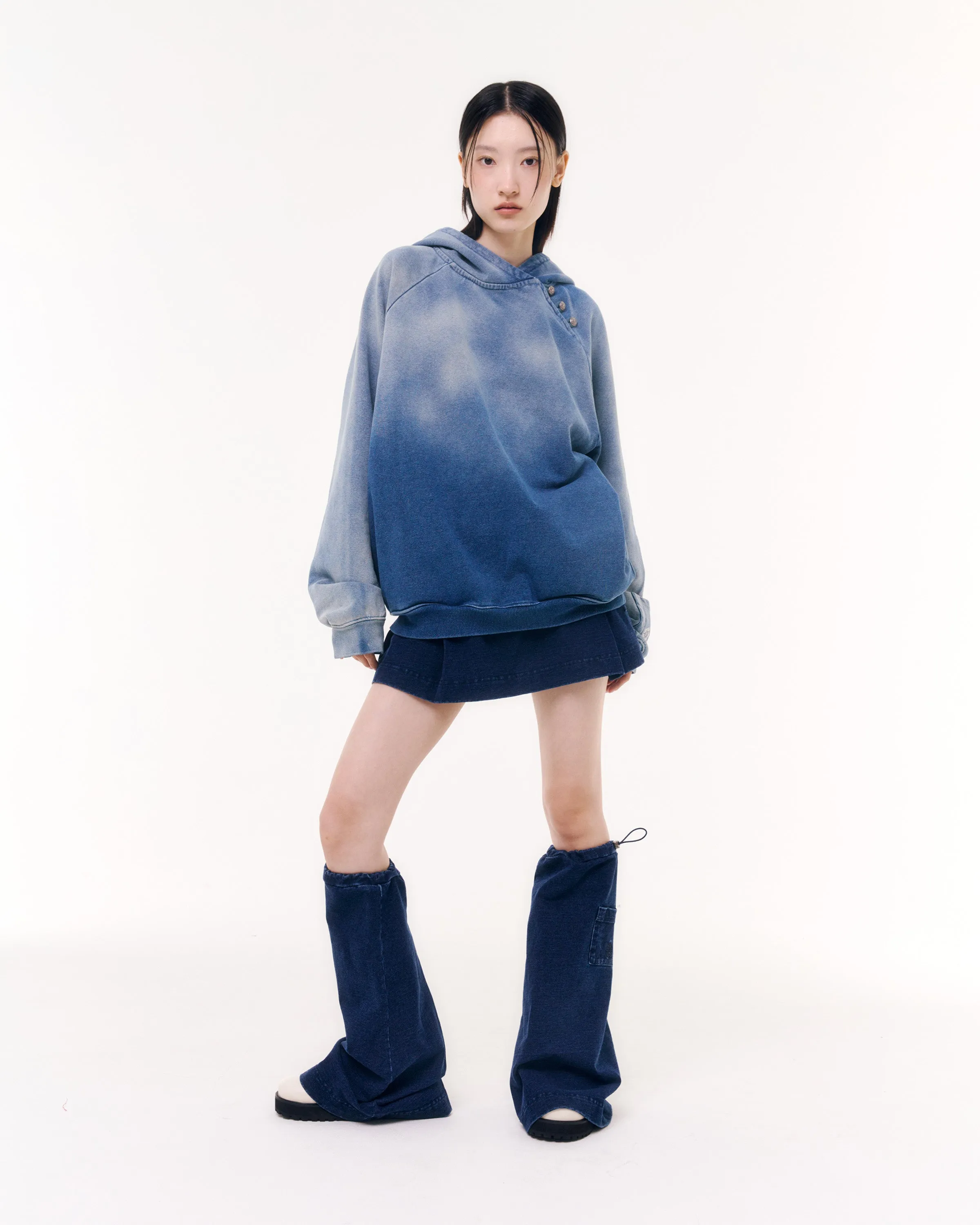 INDIGO DENIM UNIFORM SWEATSKIRT & LEG WARMERS