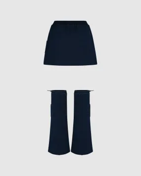 INDIGO DENIM UNIFORM SWEATSKIRT & LEG WARMERS