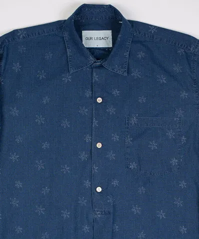 Indigo Flowers Tie Dye Fine Over Shirt