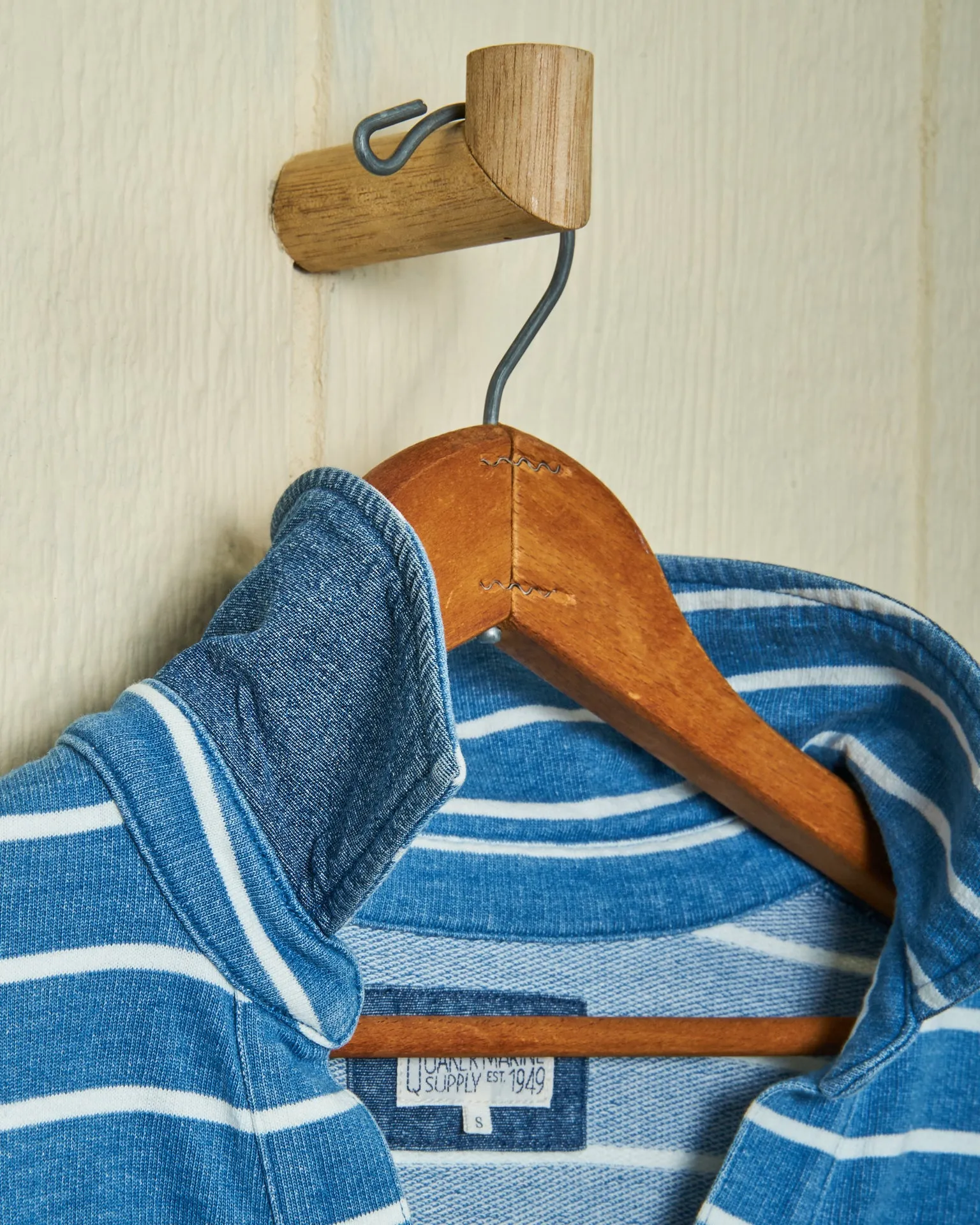 Indigo Inlet Pullover in ¾” Indigo/White Stripe