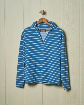 Indigo Inlet Pullover in ¾” Indigo/White Stripe