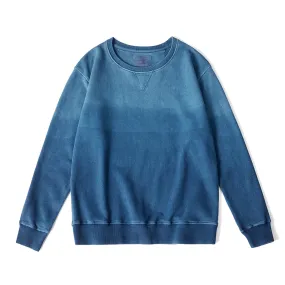 Indigo Plant Dyed Sweater Heavy Gradient Pullover Sweater